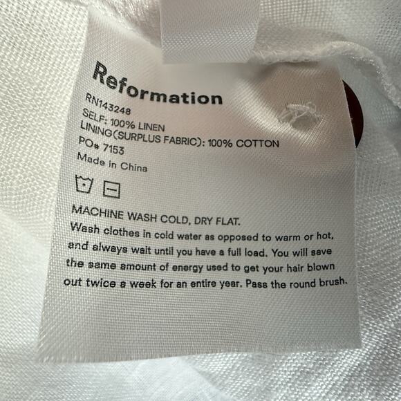 Reformation Velma White 100% Linen Short Sleeveless Sundress Mini Dress Size 12 - Picture 10 of 10